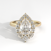 Classic Pear Cut Halo Diamond Wedding Ring