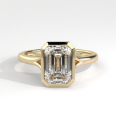Bezel Set Emerald Diamond Split Shank Ring