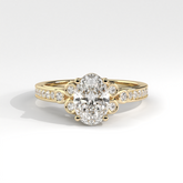 Vintage Inspired Oval Diamond Filigree Cathedral Ring
