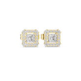 Princess Cut Diamond Square Halo Stud Earrings
