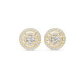 Round Brilliant Cut Diamond Double Halo Stud Earrings