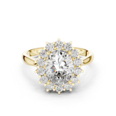 Oval Cut Diamond Sunburst Halo Promise Ring