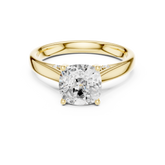 Cushion Cut Cathedral Solitaire Ring With Hidden Pave Bridge