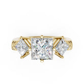 Princess Cut and Princess Cut Diamond Three-Stone Ring