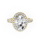 Oval Cut Diamond Floating Halo with Pavé Ring