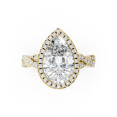 Pear Cut Diamond Halo with Twisted Pave Ring