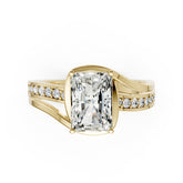 Radiant Accented Bypass Lab Diamond Engagement Ring