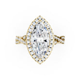 Marquise Cut Diamond Halo with Twisted Pave Ring