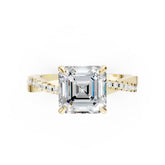 Asscher Cut Diamond Twisted Anniversary Ring With Pave Band