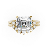 Classic Asscher Bridal Ring Set With Curved Wedding Band