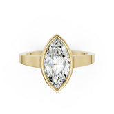 Marquise Cut Bezel Solitaire Lab Diamond Wedding Ring