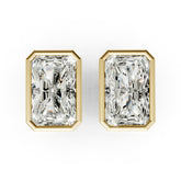 Radiant Cut Lab Grown Diamond Bezel Set Stud Earring
