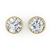 Round Cut Lab Grown Diamond Bezel Set Stud Earring