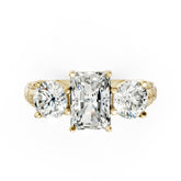 Radiant Cut Three-Stone With Ribbed Textured Band Ring