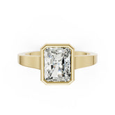 Radiant Cut Bezel Solitaire Lab Diamond Wedding Ring