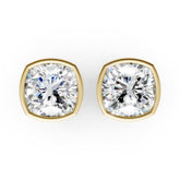 Cushion Cut Lab Grown Diamond Bezel Set Stud Earring
