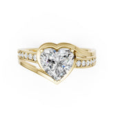 Heart Accented Bypass Lab Diamond Engagement Ring