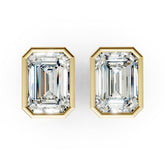 Emerald Cut Lab Grown Diamond Bezel Set Stud Earring