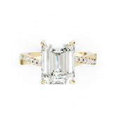 Emerald Cut Diamond Twisted Anniversary Ring With Pave Band