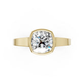 Cushion Cut Bezel Solitaire Lab Diamond Wedding Ring