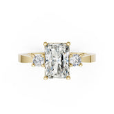 Three-Stone Radiant Cut Diamond With Filigree Infinity Band Ring