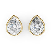 Pear Cut Lab Grown Diamond Bezel Set Stud Earring