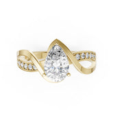 Pear Cut Diamond Bypass With Ribbon Wrap Set Ring