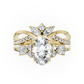 Vintage Inspired Oval Cut Diamond Wedding Ring Set With Matching band