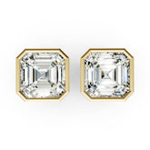 Asscher Cut Lab Grown Diamond Bezel Set Stud Earring
