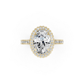 Oval Diamond Halo Pave Set Ring