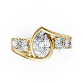 Unique Five-Stone Pear And Round Diamond Ring