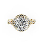 Round Cut Diamond Halo with Twisted Pave Ring