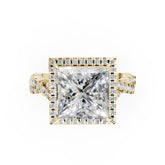 Princess Cut Diamond Halo with Twisted Pave Ring