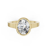Oval Cut Bezel Solitaire Lab Diamond Wedding Ring
