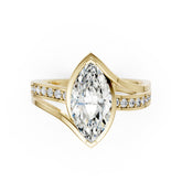 Marquise Accented Bypass Lab Diamond Engagement Ring