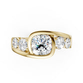Unique Five-Stone Cushion And Round Diamond Ring