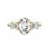 Oval Cut Lab Diamond Engagement Ring With Side Pear And Round Accent