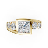 Unique Five-Stone Princess And Round Diamond Ring
