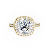 Cushion Cut Lab Grown Diamond Halo Engagement Ring