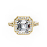 Asscher Cut Lab Grown Diamond Halo Engagement Ring