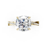 Cushion Cut Diamond Twisted Anniversary Ring With Pave Band