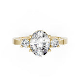 Three-Stone Oval Cut Diamond With Filigree Infinity Band Ring