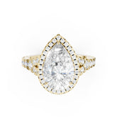 Pear Cut Halo & V-Split Shank Pavé Diamond Ring