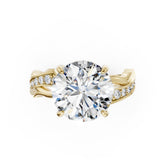 Nature Inspired Round Diamond Hidden Halo Criss-Cross Shank Ring