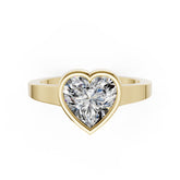 Heart Cut Bezel Solitaire Lab Diamond Wedding Ring