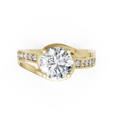 Round Accented Bypass Lab Diamond Engagement Ring