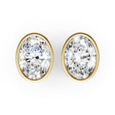 Oval Cut Lab Grown Diamond Bezel Set Stud Earring