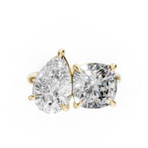 Toi et Moi Pear And Cushion Cut Engagement Ring