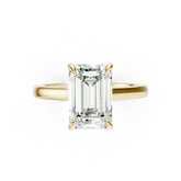 Emerald Diamond Solitaire With Under-Halo & Bridge Accents