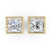 Princess Cut Lab Grown Diamond Bezel Set Stud Earring